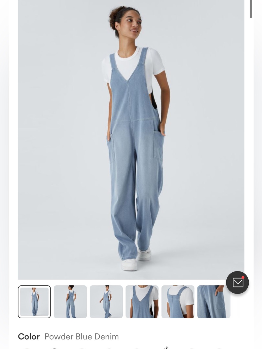 Halara S Powder Blue flex Denim Women's V-Neck Overalls